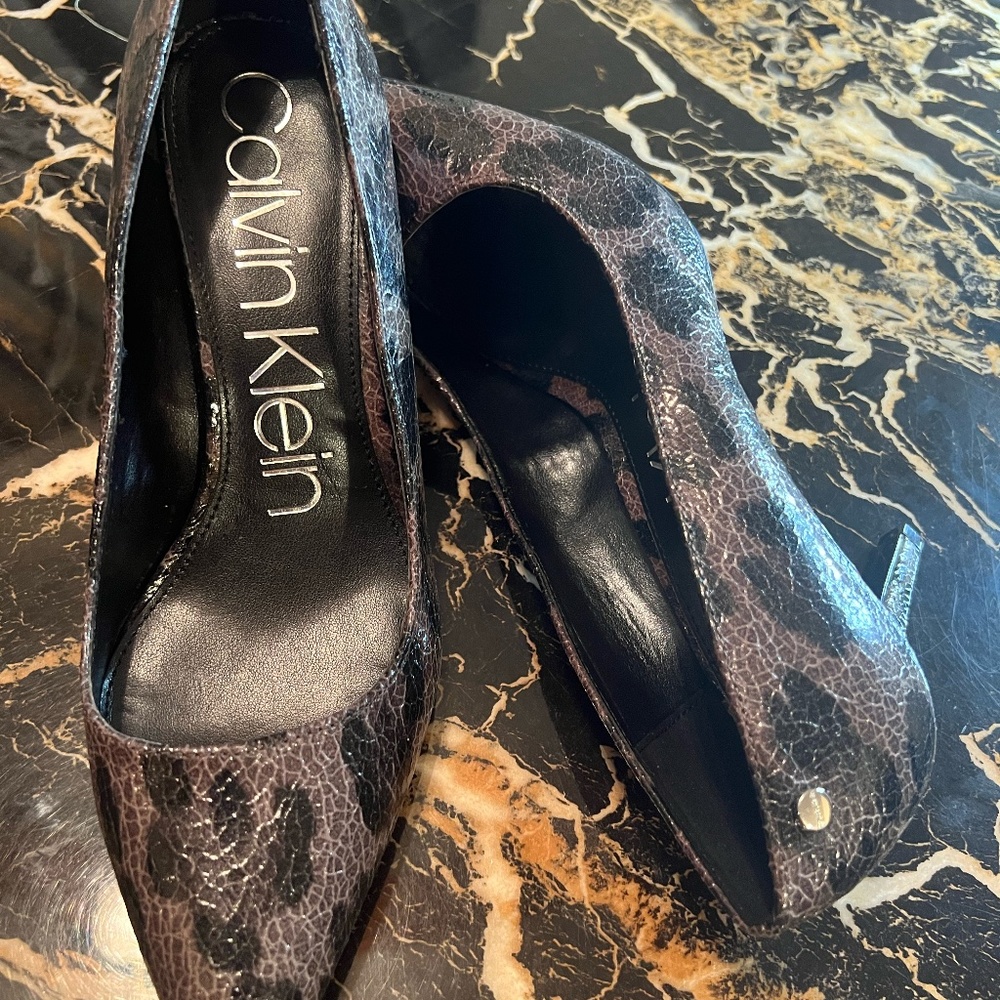 Calvin Klein Grey-Black Print Stilettos
